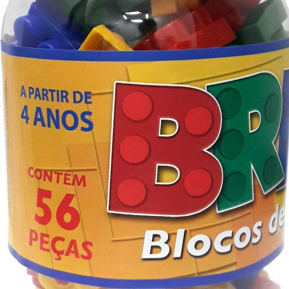 BRINQUEDO PARA MONTAR BRICKS BLOCOS MONTAGEM 56PECAS PAIS E FILHOS (POTE) - imagem 9