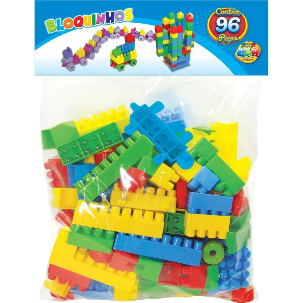 BRINQUEDO PARA MONTAR BLOQUINHOS 96 PECAS GGB PLAST (PACOTE) - imagem 2