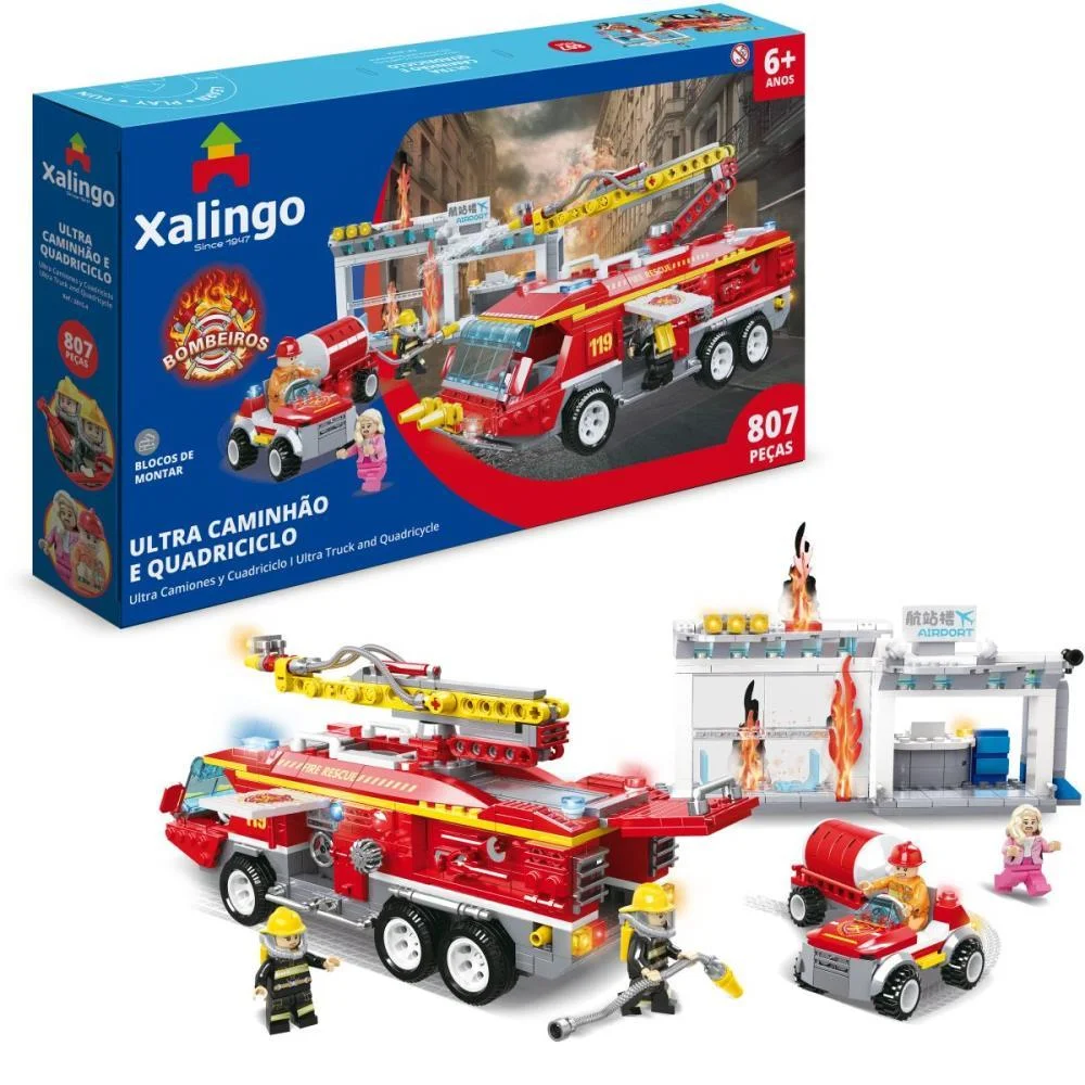 BRINQUEDO PARA MONTAR BOMBEIRO ULTRA CAMINHAO 807PCS XALINGO (UNIDADE) - imagem 3