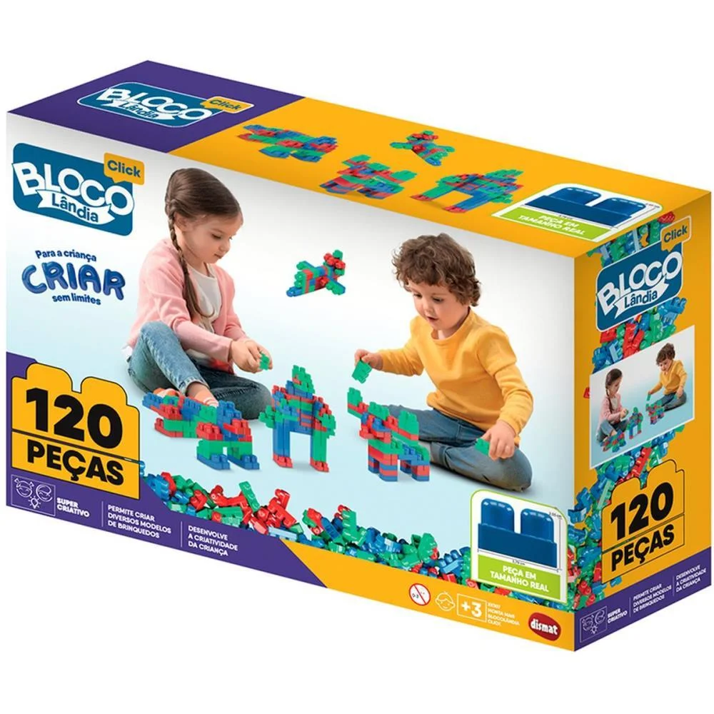 BRINQUEDO PARA MONTAR MAIS BLOCOLANDIA CLICK 120PCS DISMAT (UNIDADE) - imagem 3