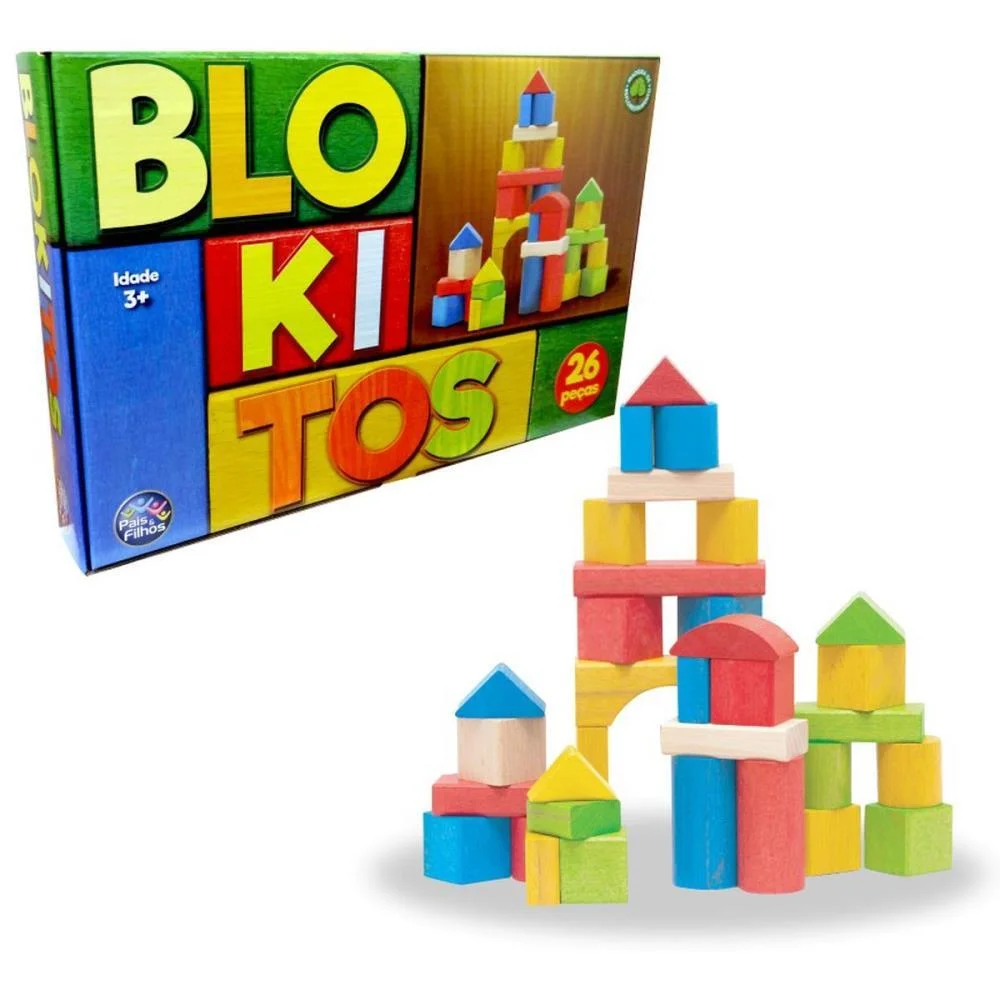 BRINQUEDO PARA MONTAR BLOKITOS DE MADEIRA 26 PECAS PAIS E FILHOS (UNIDADE) - imagem 3