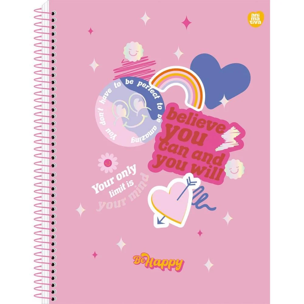 CADERNO 01X1 CAPA DURA BE HAPPY 80F ANIMATIVA (PCT.C/04) - imagem 3