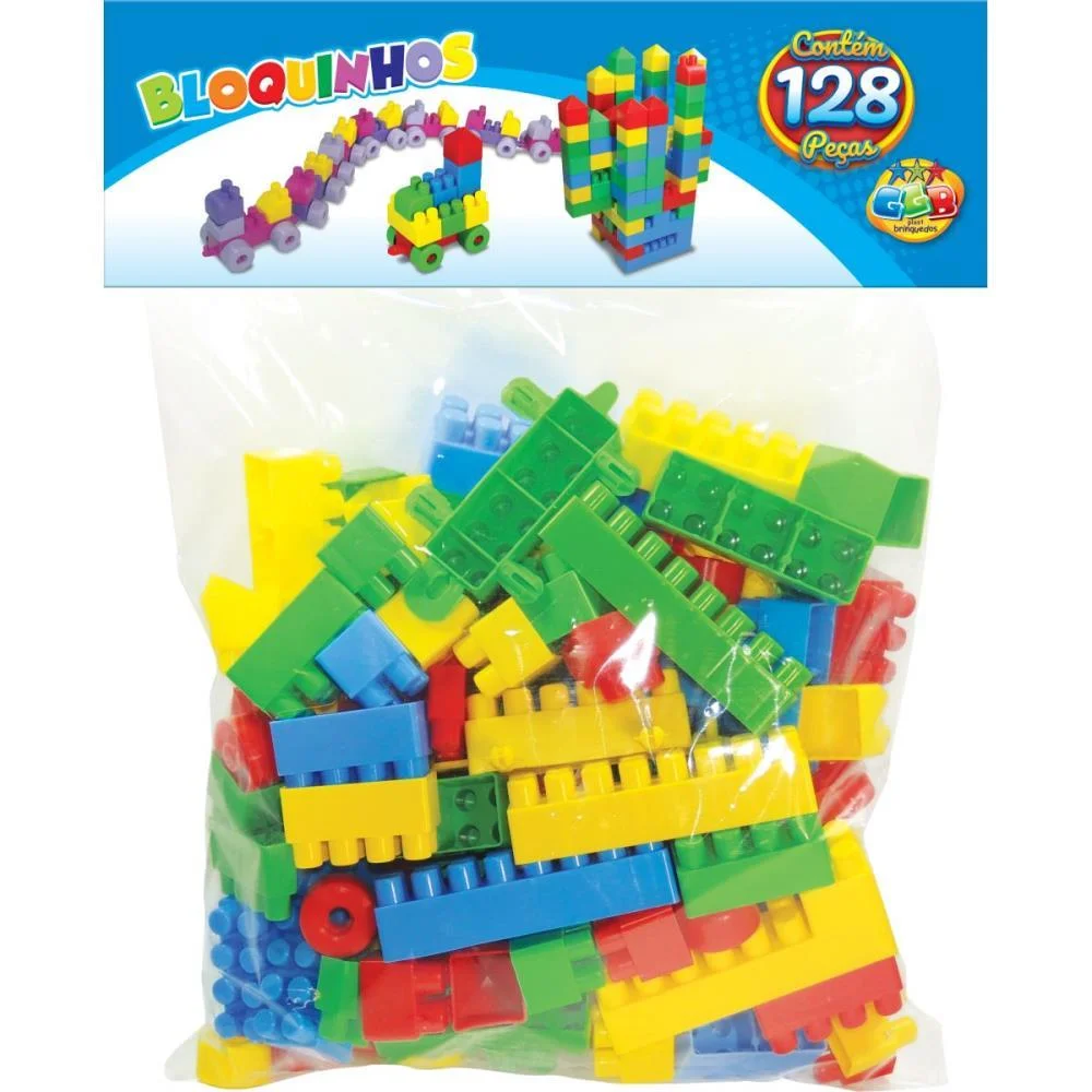 BRINQUEDO PARA MONTAR BLOQUINHOS 128 PECAS GGB PLAST (PACOTE) - imagem 2