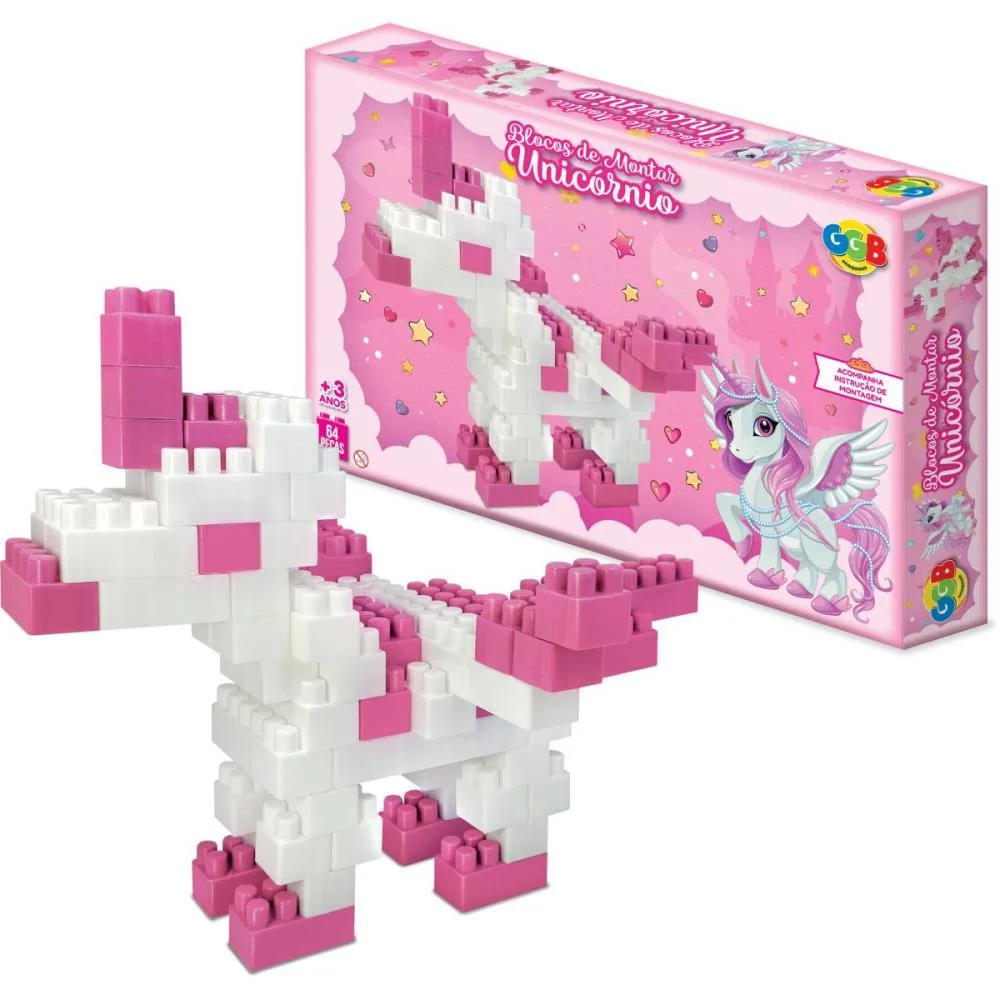BRINQUEDO PARA MONTAR BLOCOS UNICORNIO GGB PLAST (UNIDADE) - imagem 2