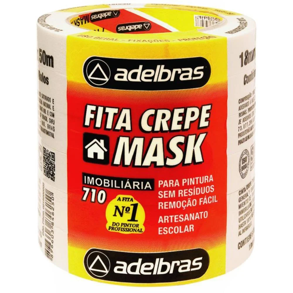 FITA CREPE 710 MASK CREPE 18MMX50M ADELBRAS (PCT.C/06) - imagem 3