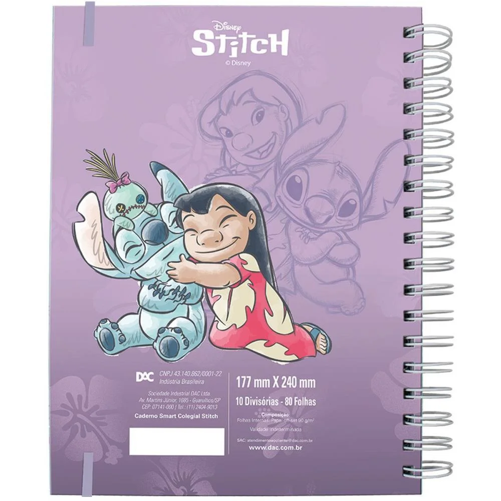 CADERNO 01X1 CP.DURA COLEGIAL STITCH SMART C/ELASTICO 80FLS DAC (UNIDADE) - imagem 5