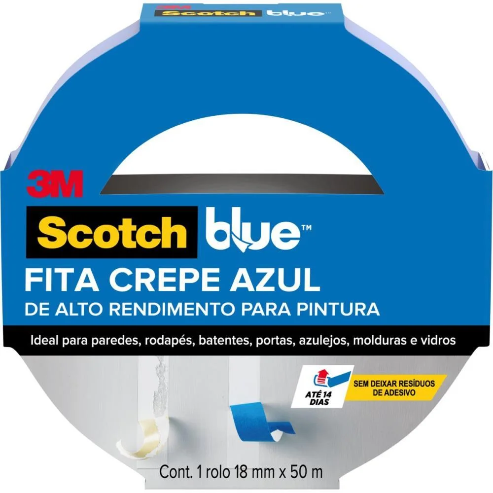 FITA CREPE BLUE TAPE 2090 18MMX50M 3M (ROLO) - imagem 3