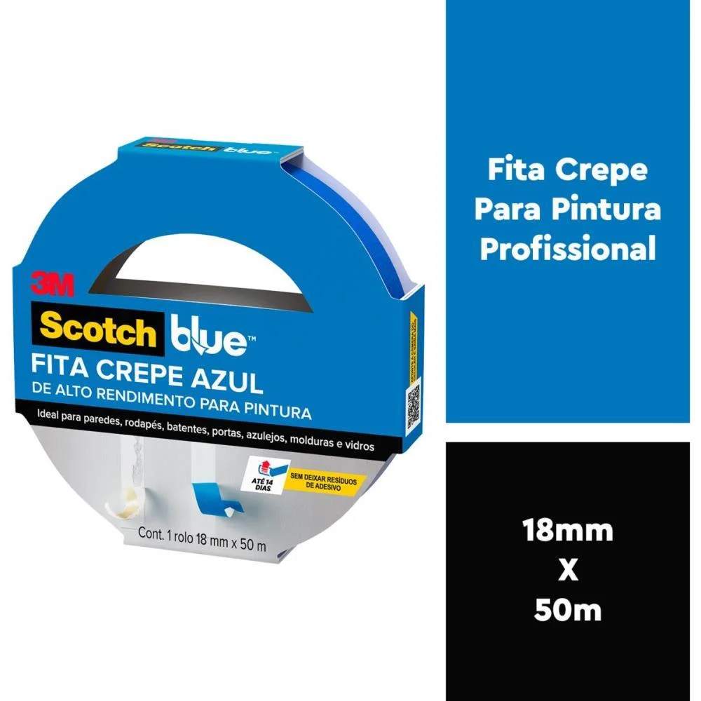 FITA CREPE BLUE TAPE 2090 18MMX50M 3M (ROLO) - imagem 8
