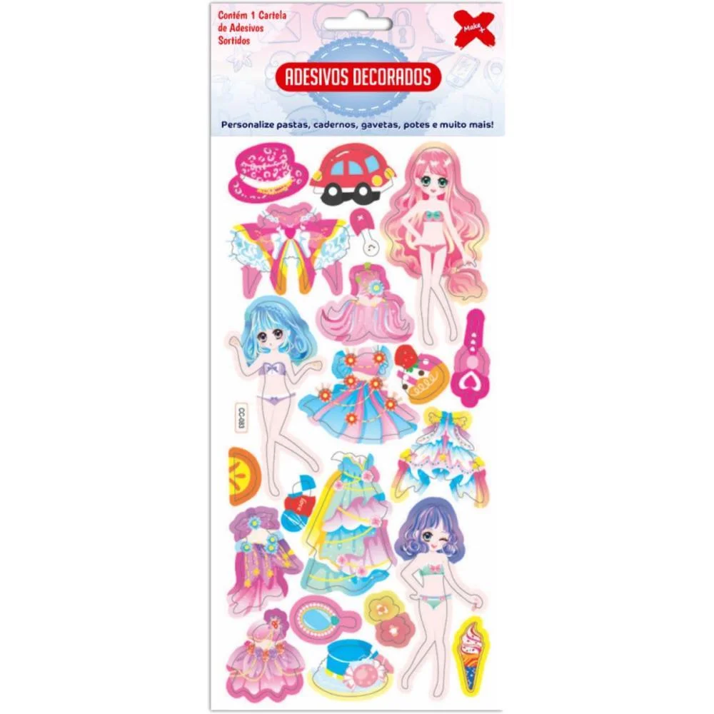 ADESIVOS DECORADOS 10X24CM. PRINCESA CARTELA SORT MAKE+ (PCT.C/24) - imagem 2