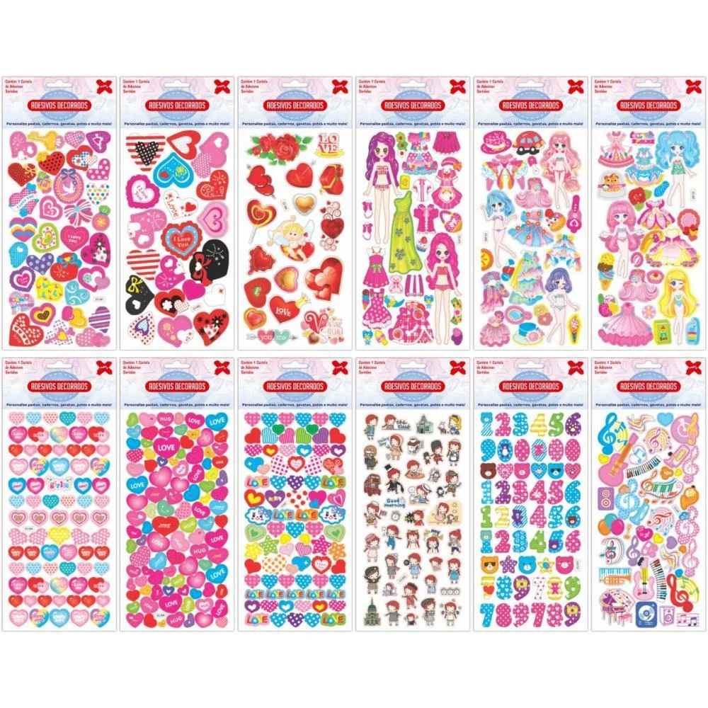 ADESIVOS DECORADOS 15X26CM. BIG MIX CARTELA SORT. MAKE+ (PCT.C/16) - imagem 4
