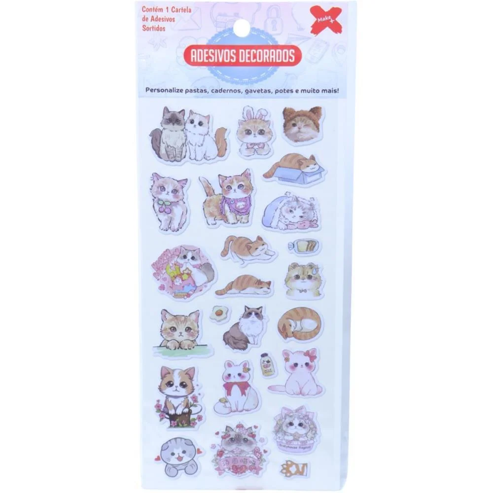 ADESIVOS DECORADOS 10X24CM. GIRLS CARTELA SORTIDA MAKE+ (PCT.C/24) - imagem 3