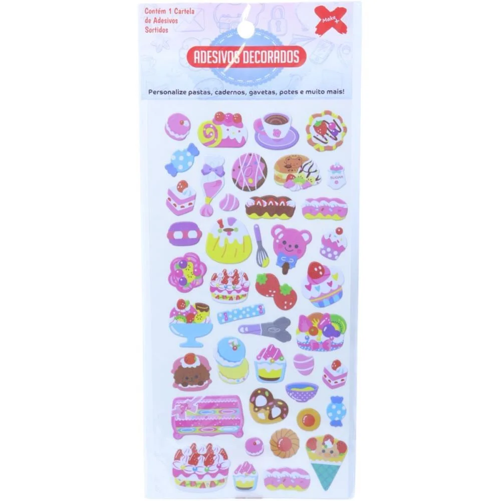 ADESIVOS DECORADOS 10X24CM. GIRLS CARTELA SORTIDA MAKE+ (PCT.C/24) - imagem 4