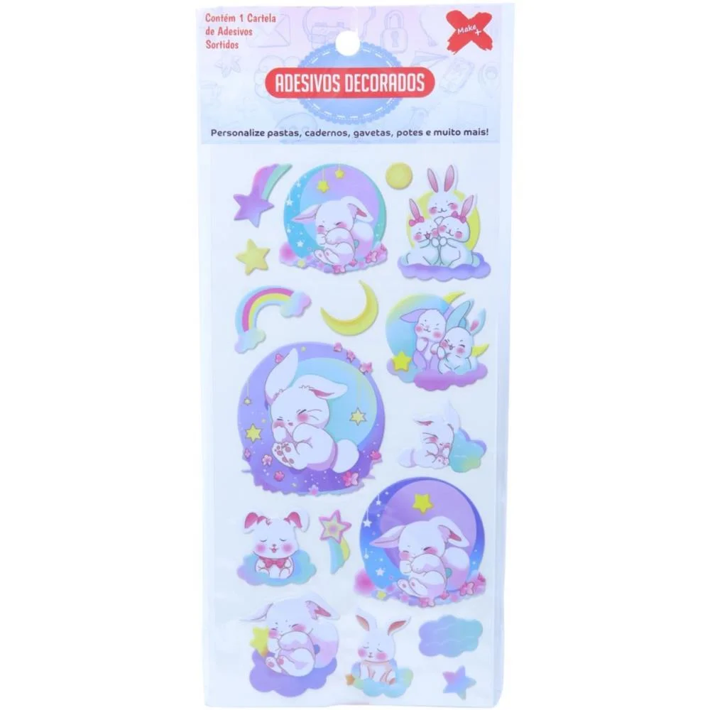 ADESIVOS DECORADOS 10X24CM. GIRLS CARTELA SORTIDA MAKE+ (PCT.C/24) - imagem 5