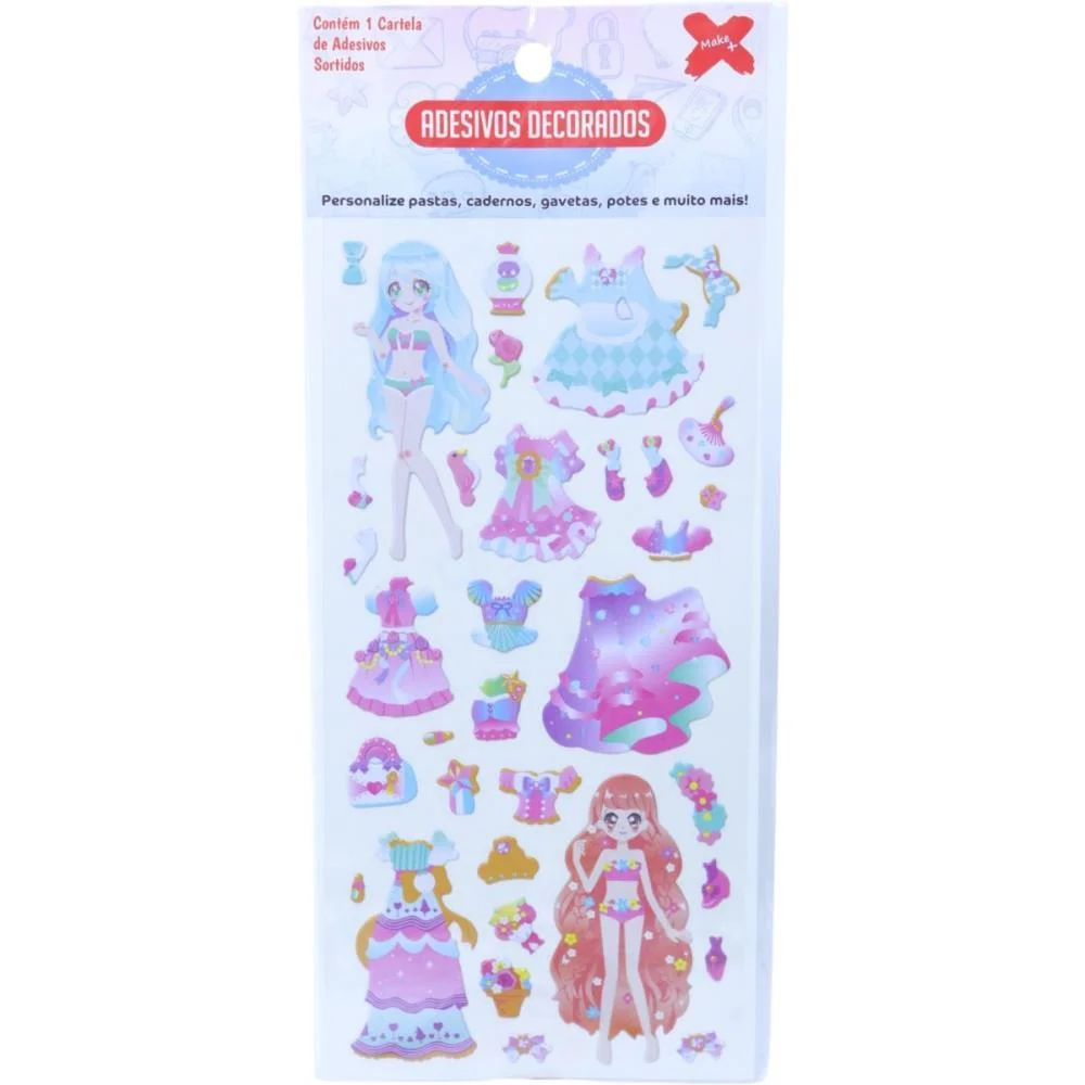 ADESIVOS DECORADOS 10X24CM. GIRLS CARTELA SORTIDA MAKE+ (PCT.C/24) - imagem 6