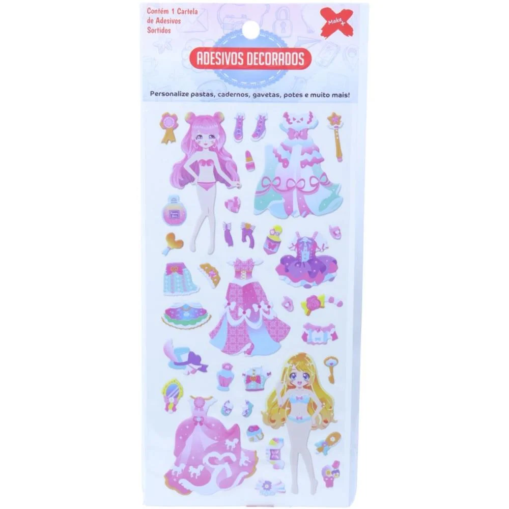 ADESIVOS DECORADOS 10X24CM. GIRLS CARTELA SORTIDA MAKE+ (PCT.C/24) - imagem 7