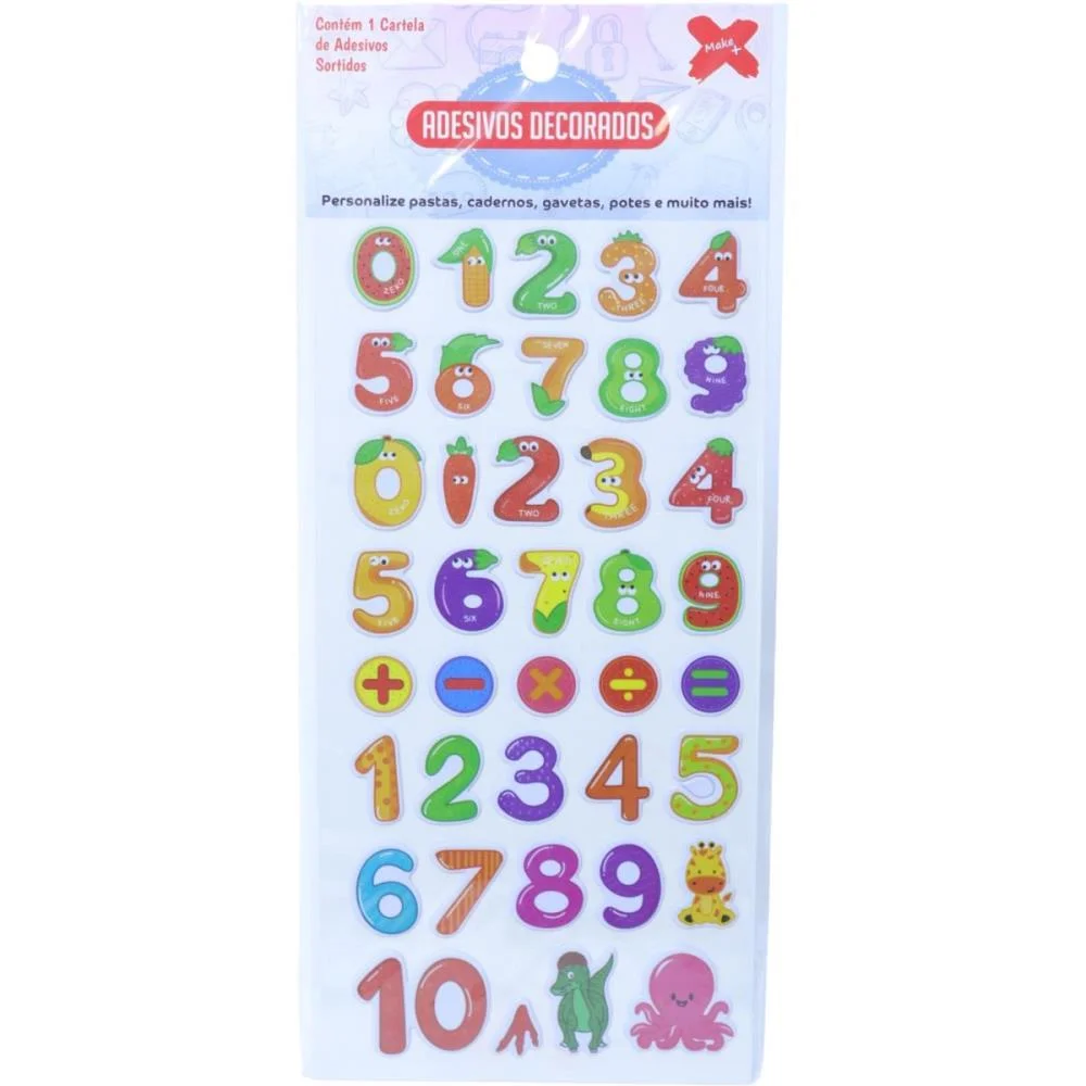ADESIVOS DECORADOS 10X24CM.LETRAS/NUMEROS CART.SO MAKE+ (PCT.C/24) - imagem 11