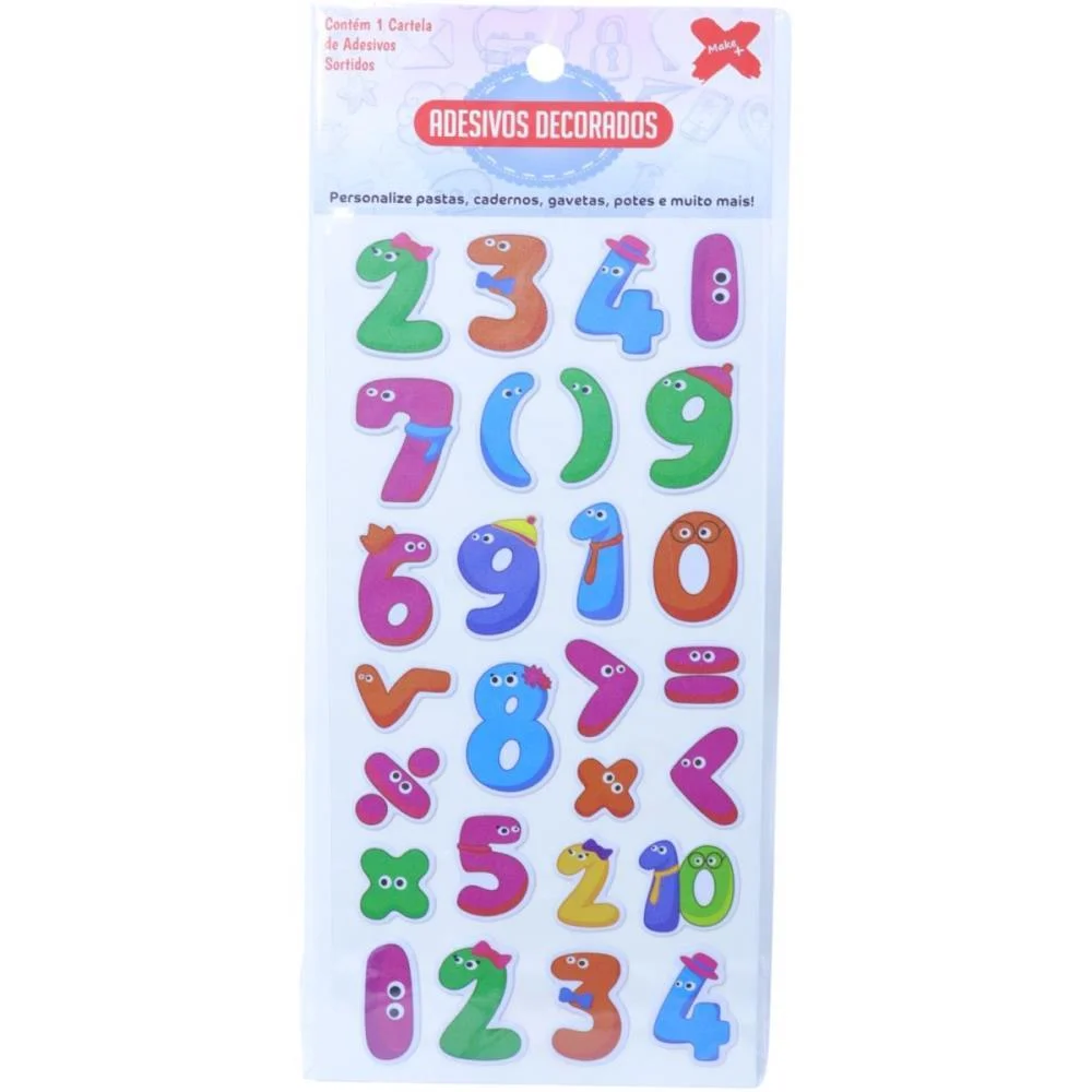 ADESIVOS DECORADOS 10X24CM.LETRAS/NUMEROS CART.SO MAKE+ (PCT.C/24) - imagem 12