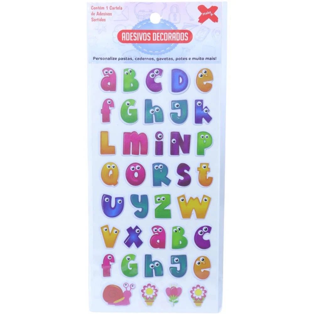 ADESIVOS DECORADOS 10X24CM.LETRAS/NUMEROS CART.SO MAKE+ (PCT.C/24) - imagem 13