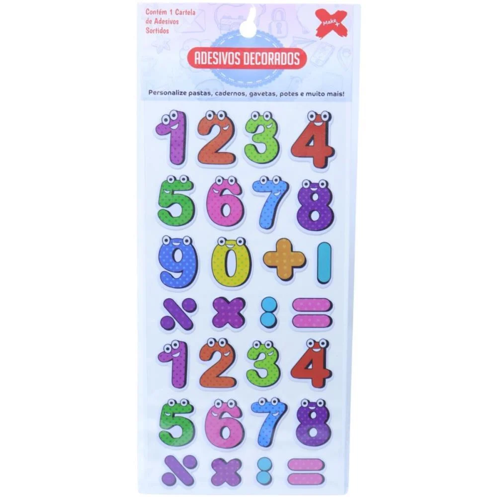 ADESIVOS DECORADOS 10X24CM.LETRAS/NUMEROS CART.SO MAKE+ (PCT.C/24) - imagem 14