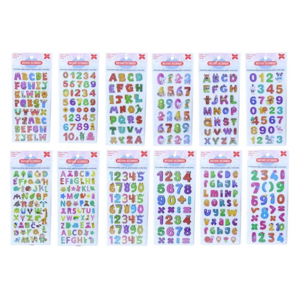 ADESIVOS DECORADOS 10X24CM.LETRAS/NUMEROS CART.SO MAKE+ (PCT.C/24) - imagem 15