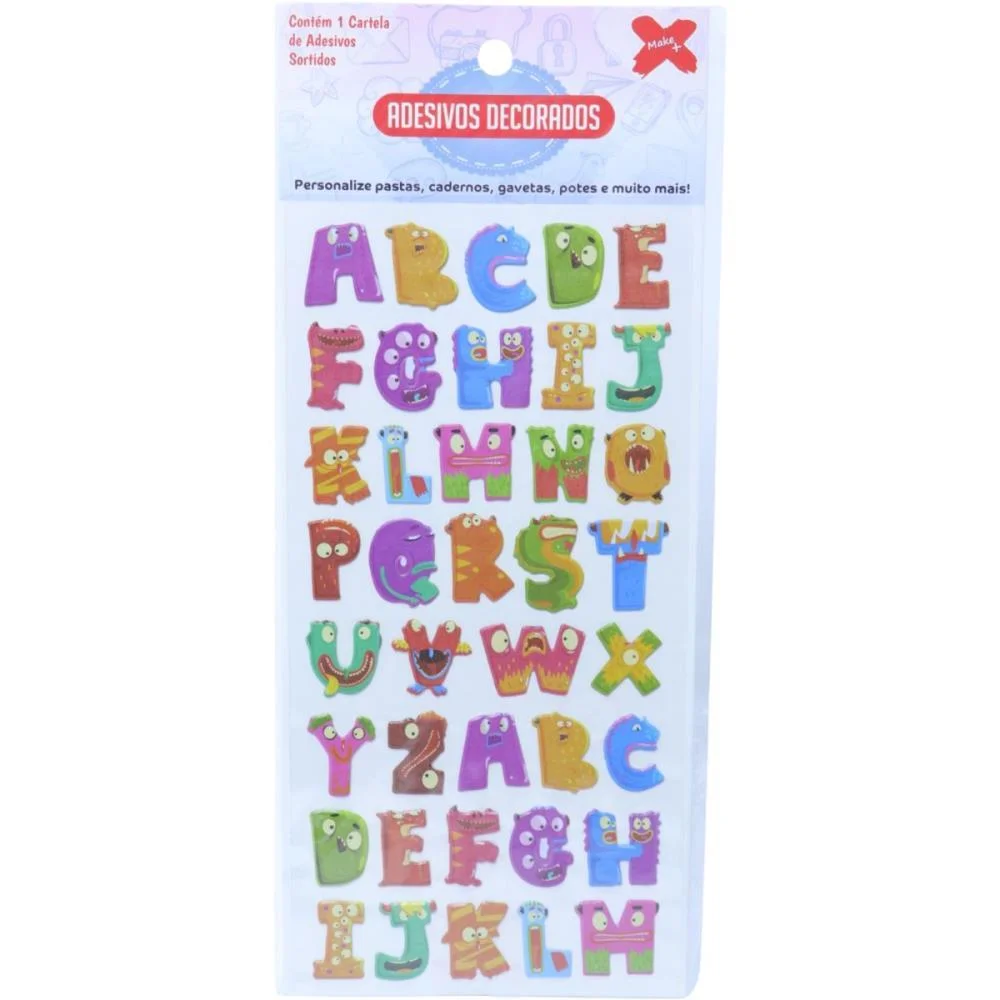 ADESIVOS DECORADOS 10X24CM.LETRAS/NUMEROS CART.SO MAKE+ (PCT.C/24) - imagem 3