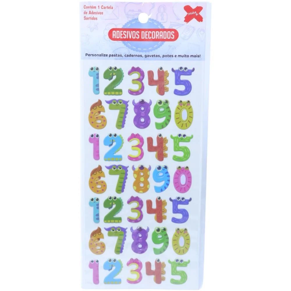 ADESIVOS DECORADOS 10X24CM.LETRAS/NUMEROS CART.SO MAKE+ (PCT.C/24) - imagem 4