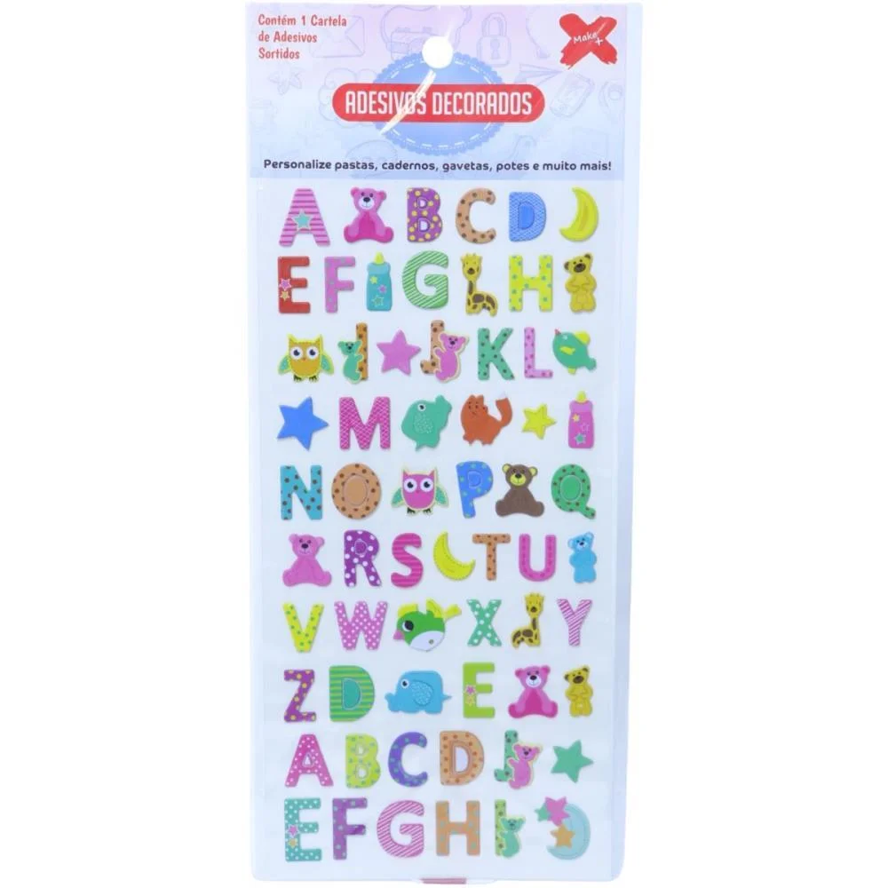 ADESIVOS DECORADOS 10X24CM.LETRAS/NUMEROS CART.SO MAKE+ (PCT.C/24) - imagem 5