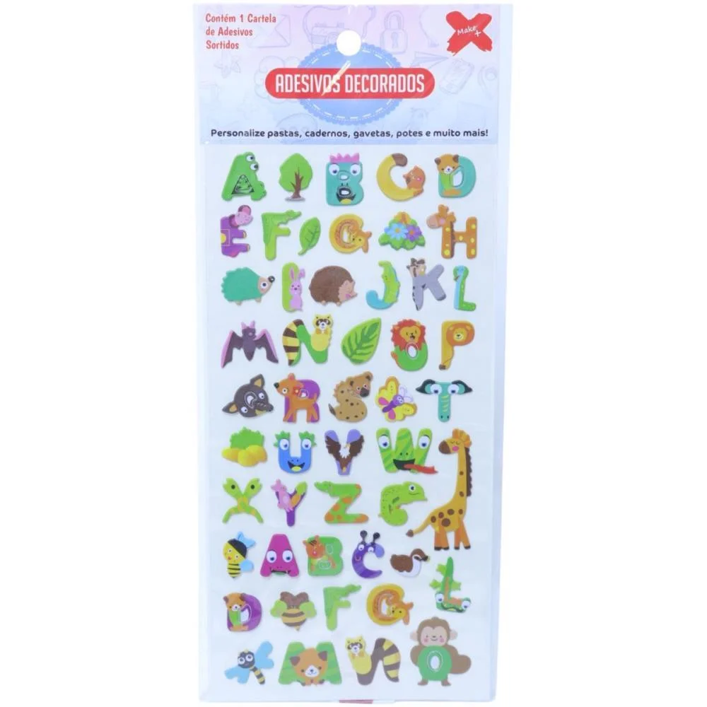 ADESIVOS DECORADOS 10X24CM.LETRAS/NUMEROS CART.SO MAKE+ (PCT.C/24) - imagem 6