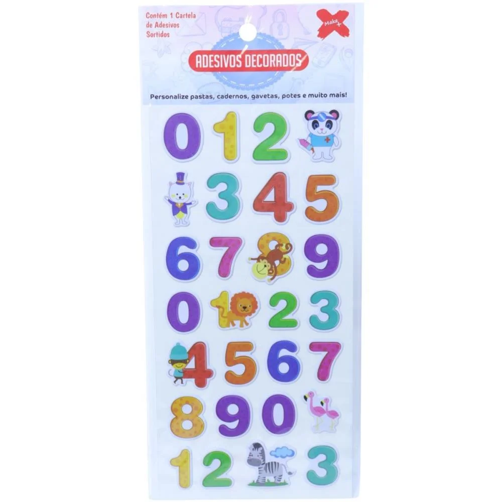 ADESIVOS DECORADOS 10X24CM.LETRAS/NUMEROS CART.SO MAKE+ (PCT.C/24) - imagem 7