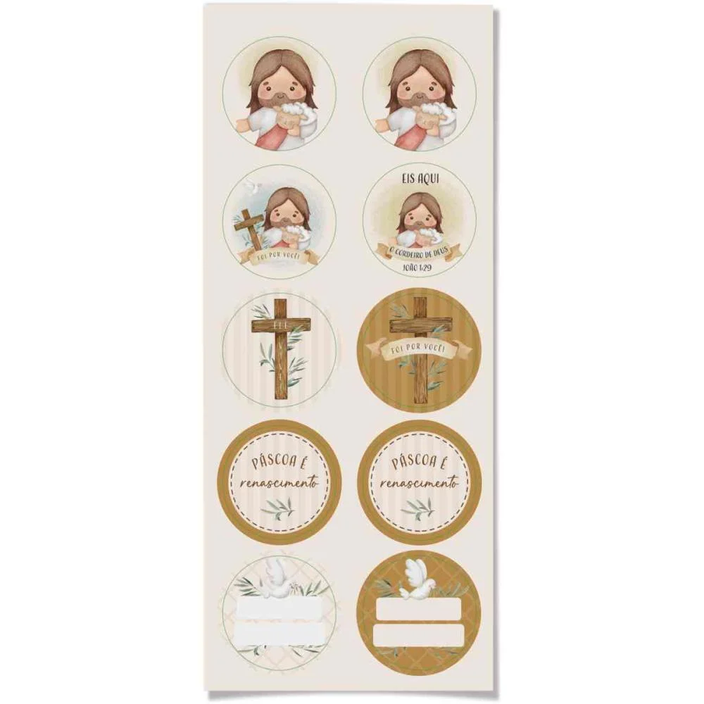 ADESIVOS DECORADOS PASCOA REDONDO RENASCIMENTO PACKPEL (PCT.C/10) - imagem 3