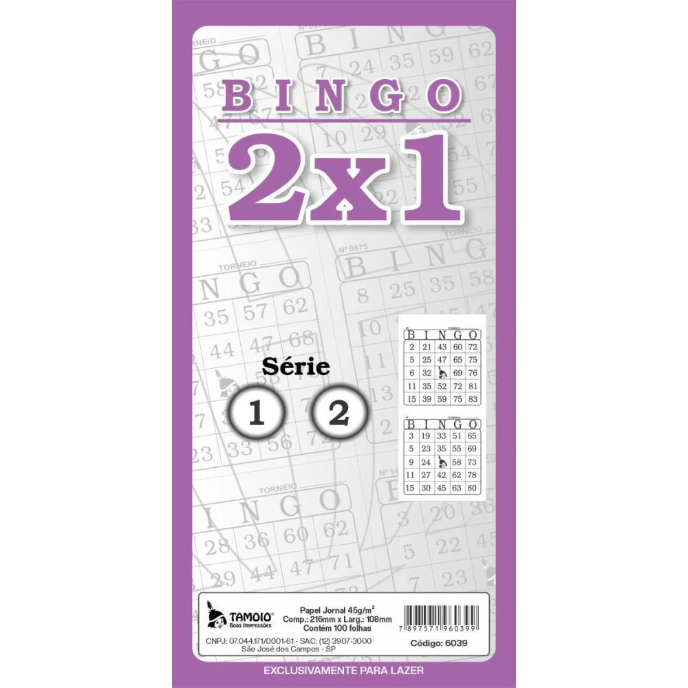BLOCO PARA BINGO BINGAO JORNAL 2X1 100 FOLHAS TAMOIO (PCT.C/12) - imagem 4