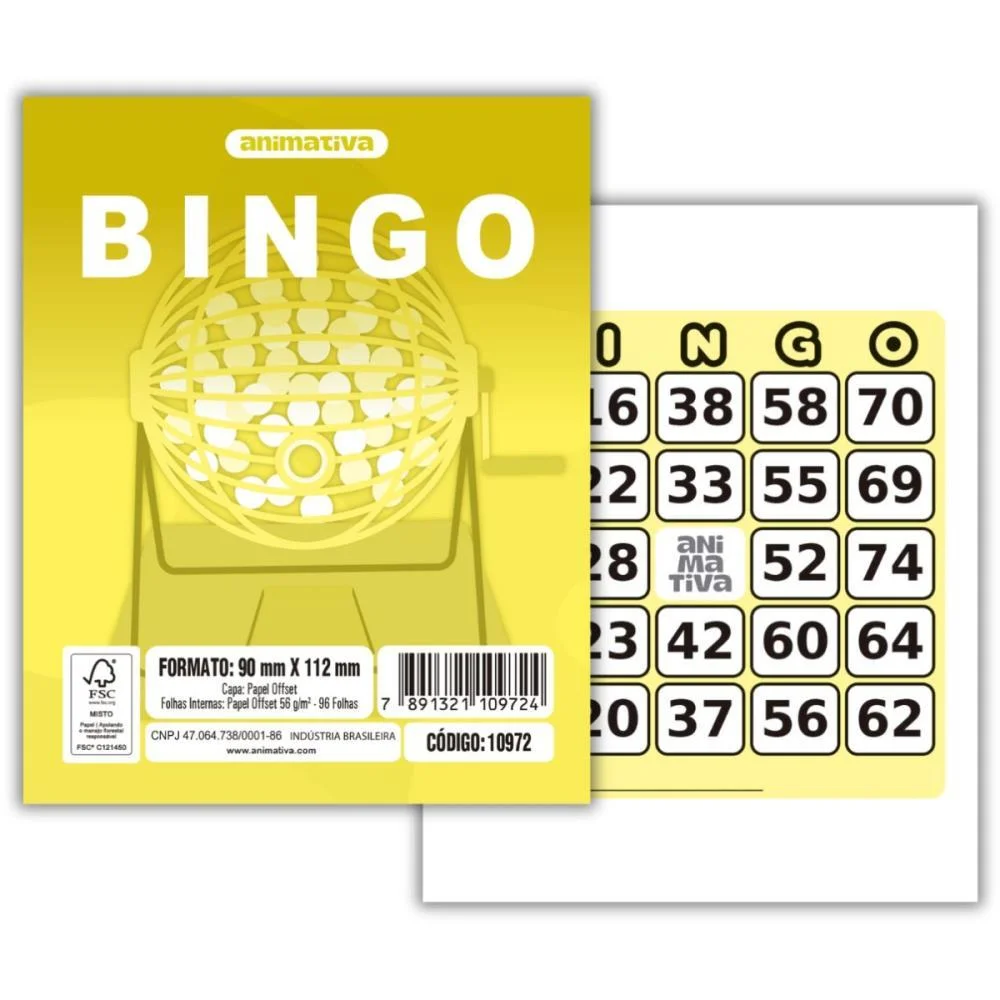 BLOCO PARA BINGO AMARELO 90X112MM 96 FOLHAS ANIMATIVA (PCT.C/10) - imagem 2