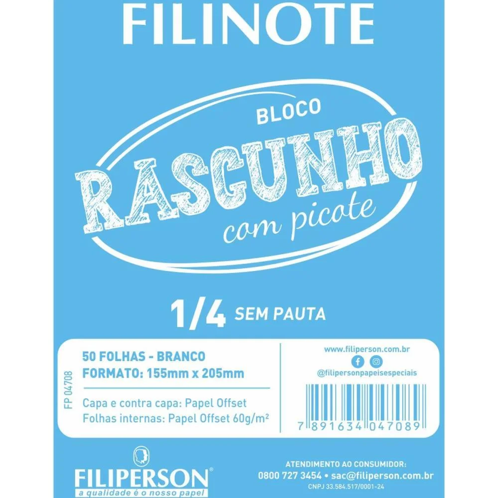 BLOCO PARA RASCUNHO C/PICOTE S/PAUTA 155X205 50FL FILIPERSON (PCT.C/10) - imagem 2