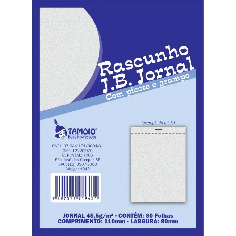 BLOCO PARA RASCUNHO JORNAL 80FLS 80X110MM C/PICOTE TAMOIO (PCT.C/20) - imagem 2