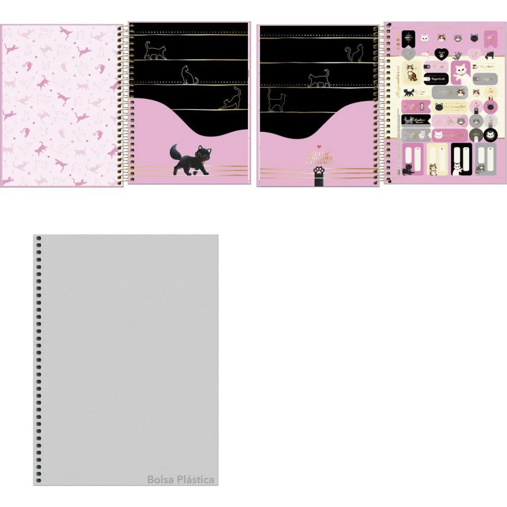 CADERNO 01X1 CP.DURA COLEGIAL PERRFECT CATS 60FLS 177X240MM TILIBRA (PCT.C/04) - imagem 3