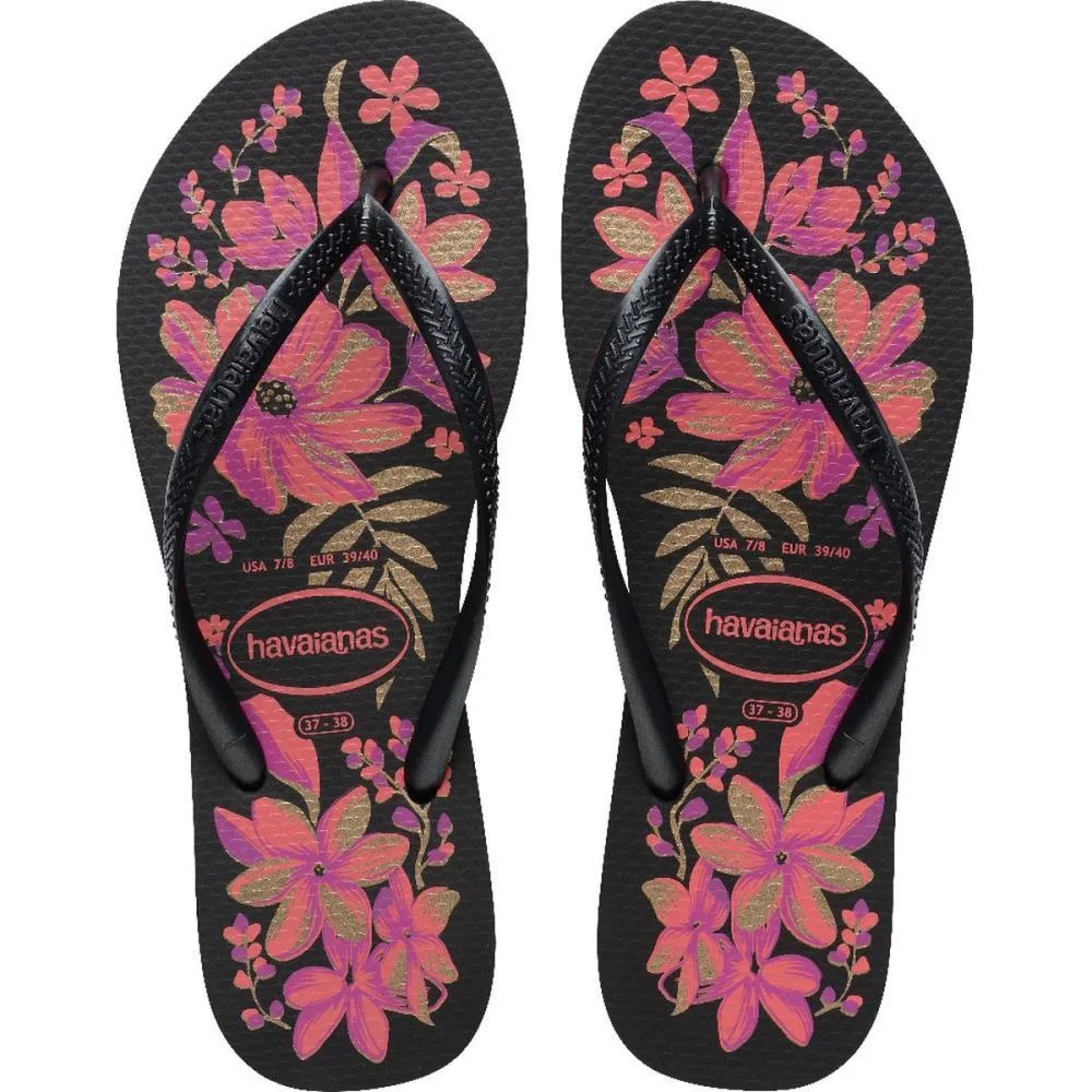 CHINELO HAVAIANAS FEMININO SLIM ORGANIC 37/8 PRETO/OURO HAVAIANAS (PAR) - imagem 2