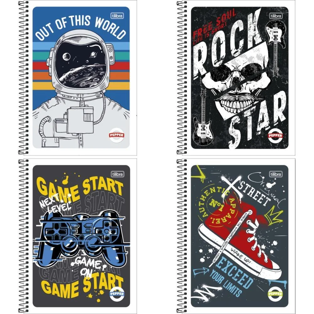 CADERNO 01X1 FLEXIVEL PEPPER MASCULINO 80 FOLHAS TILIBRA (PCT.C/04) - imagem 2