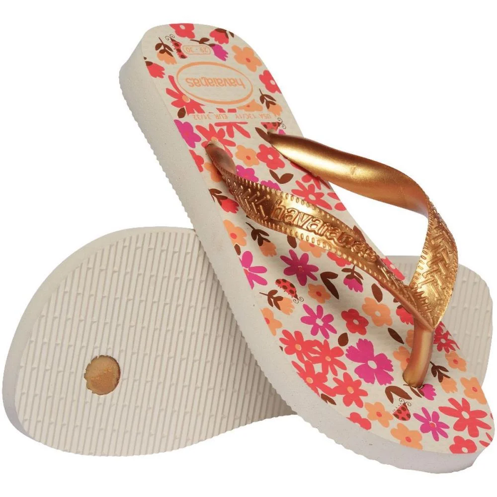 CHINELO HAVAIANAS INFANTIL KIDS FLORES 25/6 BEGE/DOURADO HAVAIANAS (PAR) - imagem 5
