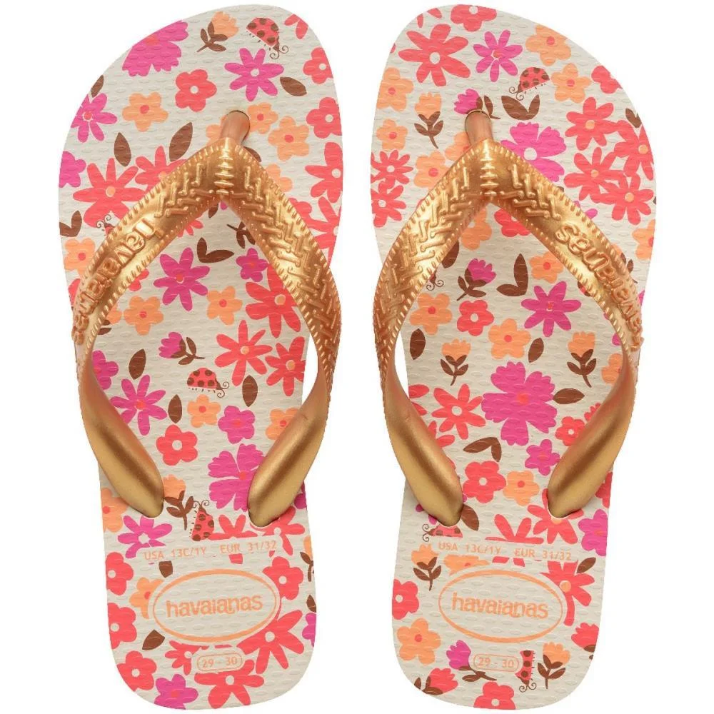 CHINELO HAVAIANAS INFANTIL KIDS FLORES 25/6 BEGE/DOURADO HAVAIANAS (PAR) - imagem 6