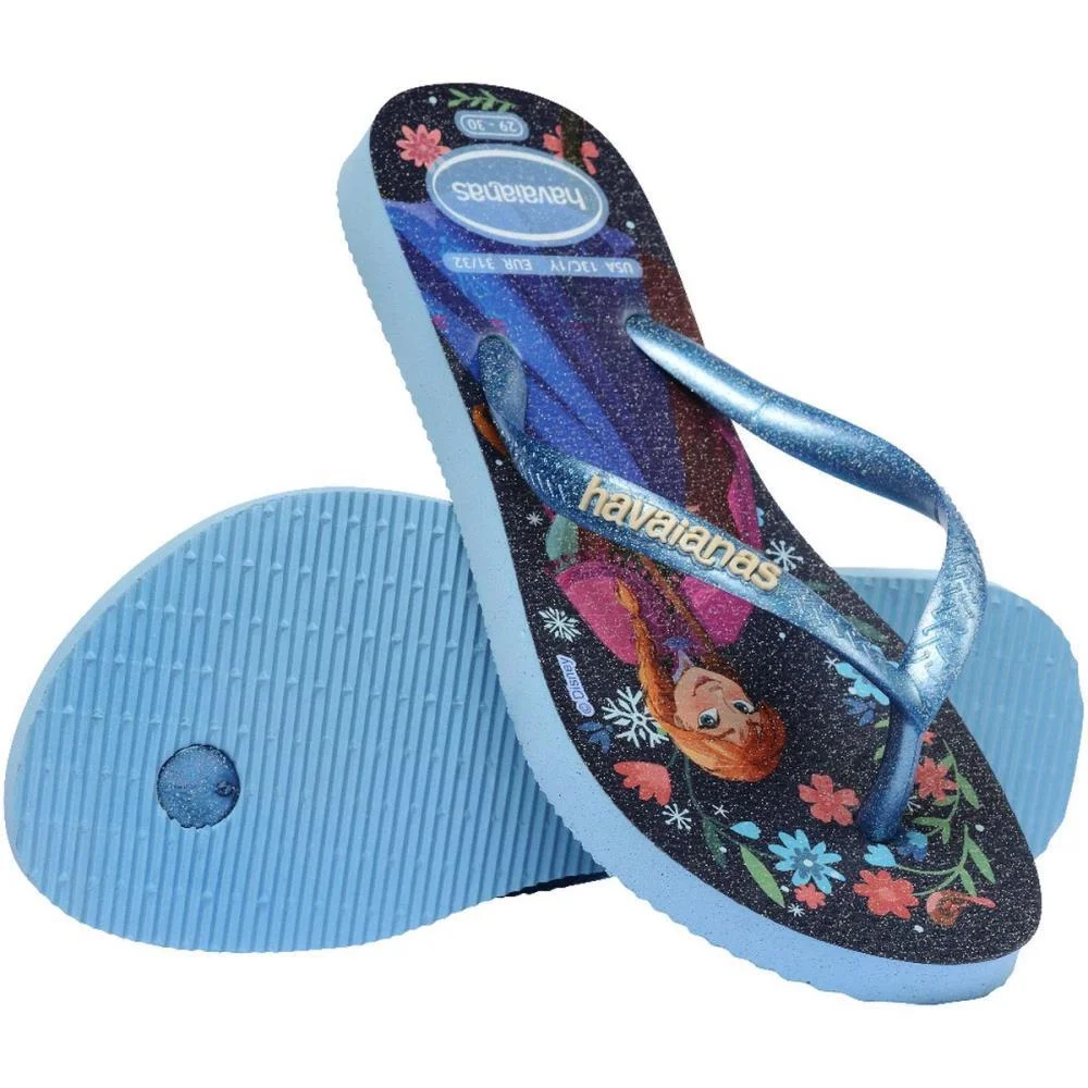 CHINELO HAVAIANAS INFANTIL PRINCESAS SLIM KIDS 29/0 AZUL HAVAIANAS (PAR) - imagem 5