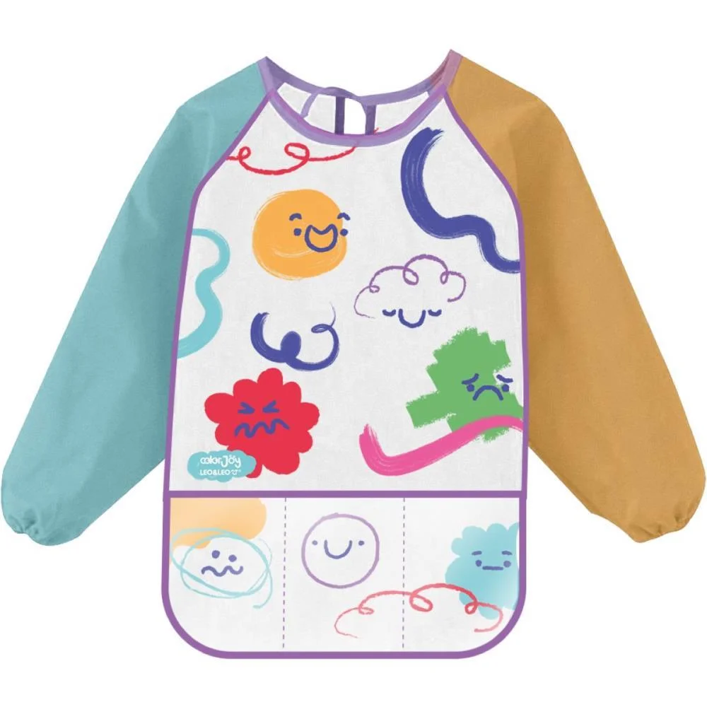 AVENTAL ESCOLAR DECORADO COLOR JOY MANGA COMPRIDA C/BOL LEONORA (UNIDADE) - imagem 2