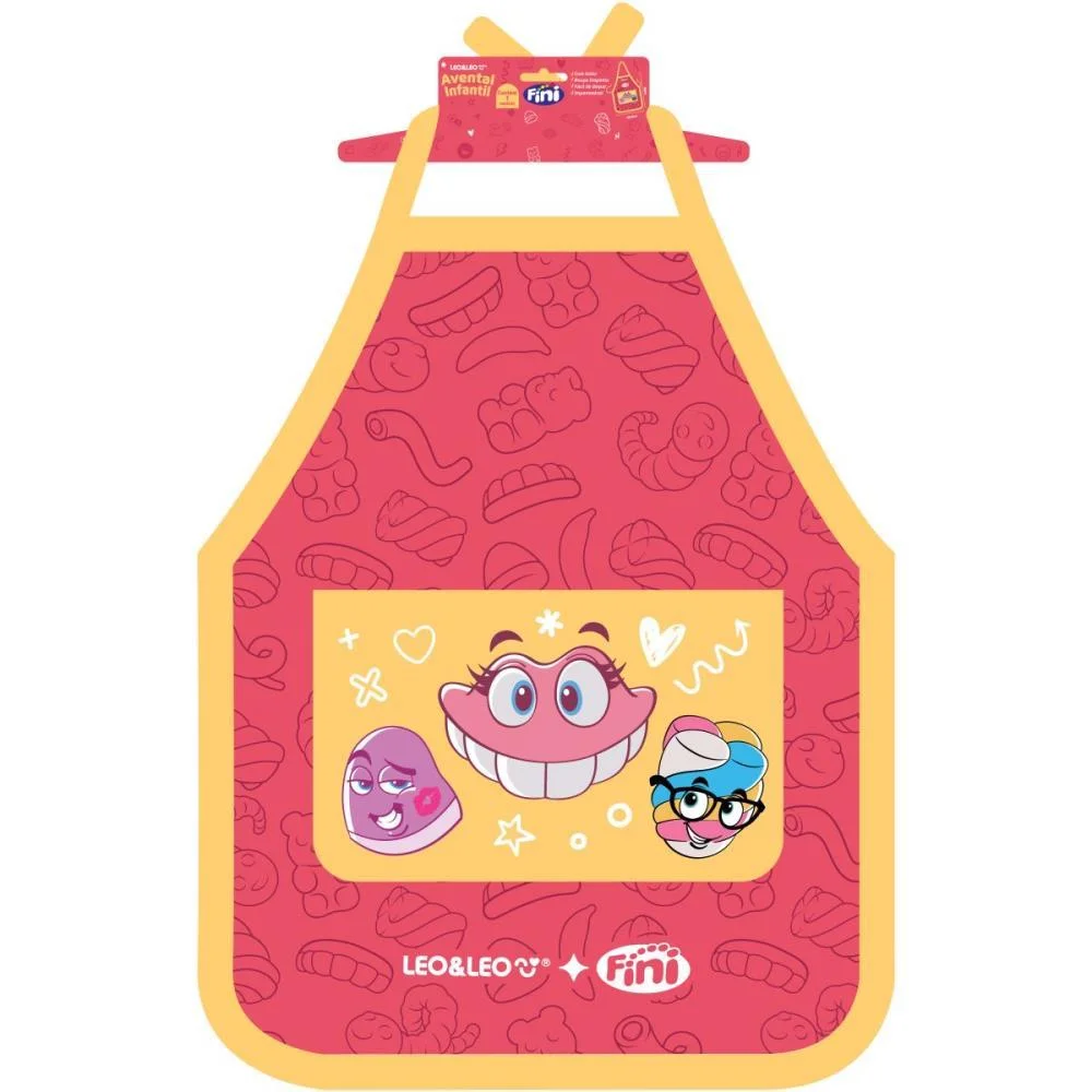AVENTAL ESCOLAR DECORADO FINI C/BOLSO INFANTIL LEONORA (UNIDADE) - imagem 2