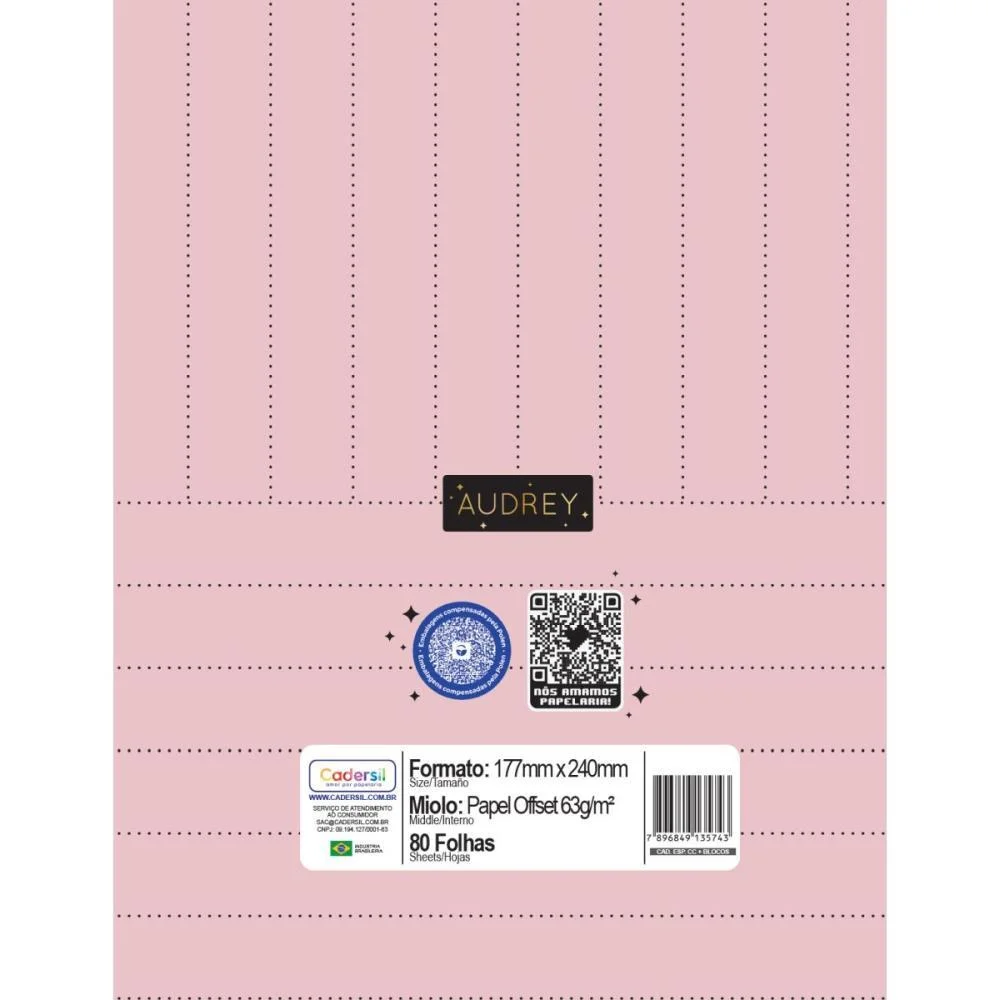 CADERNO 01X1 CP.DURA COLEGIAL AUDREY C/BLOCOS ADES.80F (S) CADERSIL (UNIDADE) - imagem 9