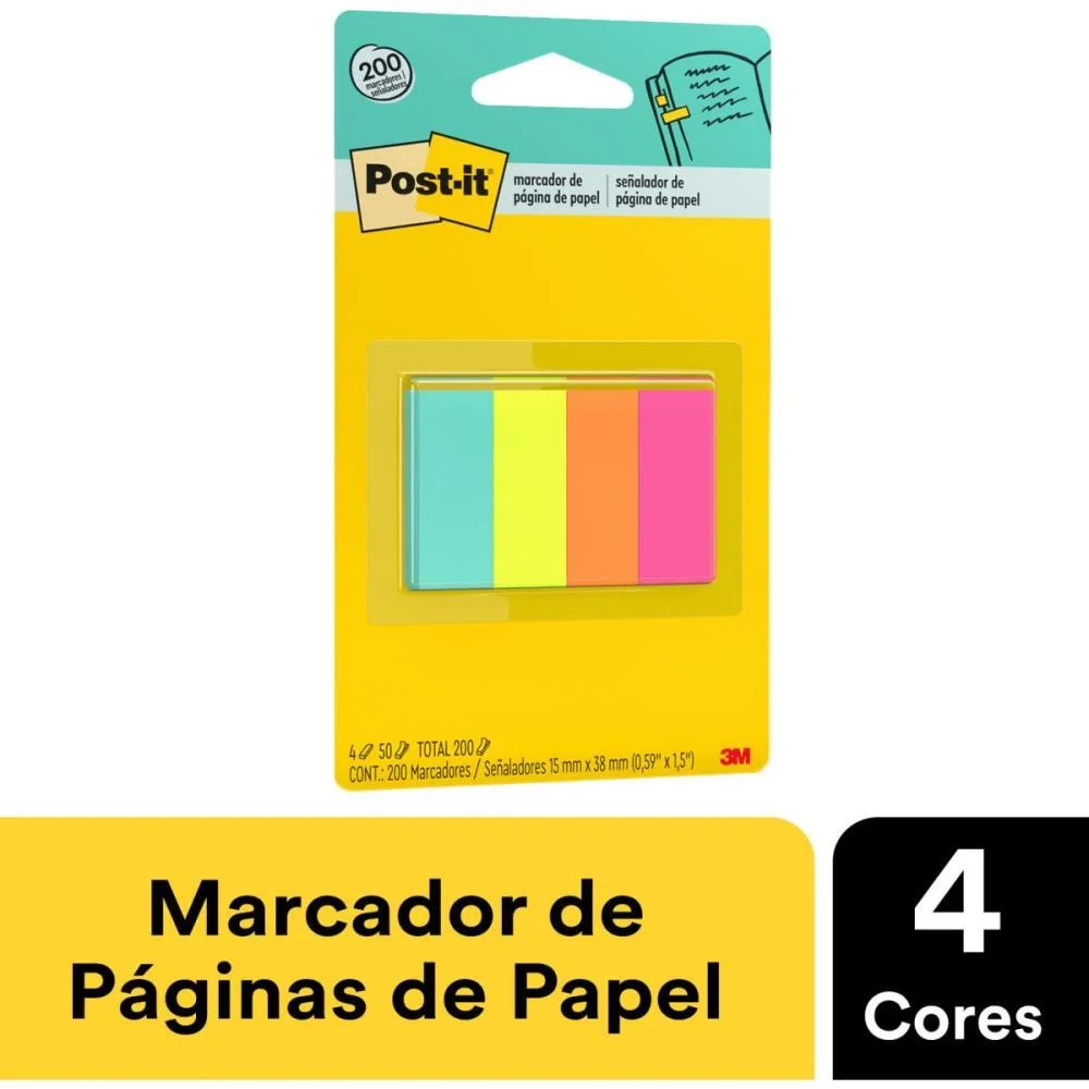 BLOCO MARCADOR PAGINA ADESIVO FLAGS 4 CORES 50FLS 3M (UNIDADE) - imagem 4