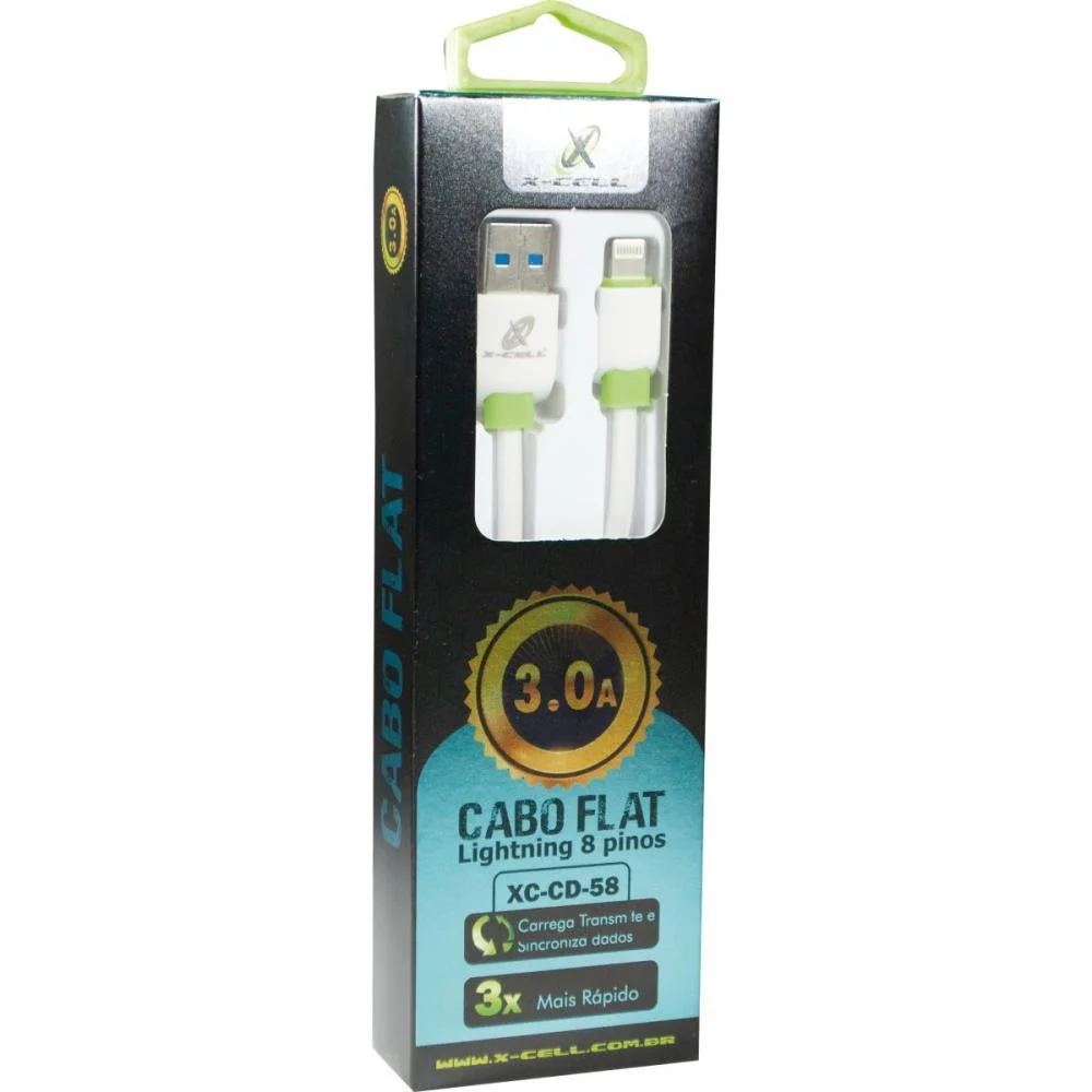 CABO USB FLAT/LIGHT.8P -3.0A/ 1M BRANC0 FLEX (UNIDADE) - imagem 3