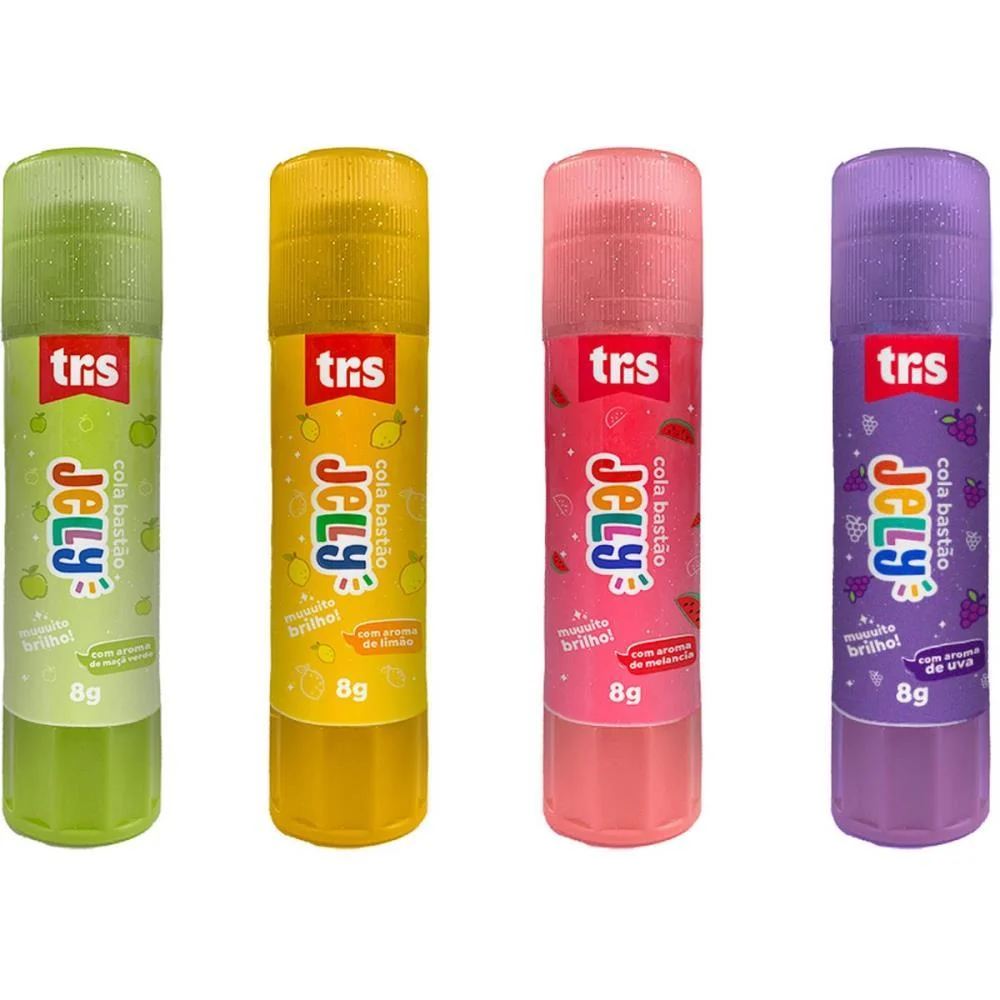 COLA EM BASTAO TRIS JELLY 8G FRUTAS C/GLITTER SUMMIT (DP.C/12) - imagem 3
