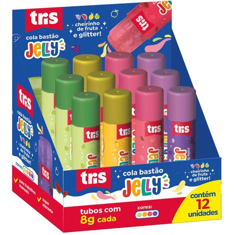 COLA EM BASTAO TRIS JELLY 8G FRUTAS C/GLITTER SUMMIT (DP.C/12) - imagem 4