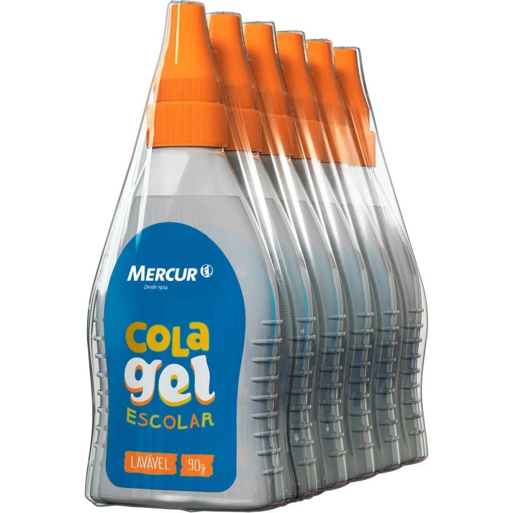 COLA ESCOLAR GEL TRANSPARENTE 90G MERCUR (PCT.C/06) - imagem 3