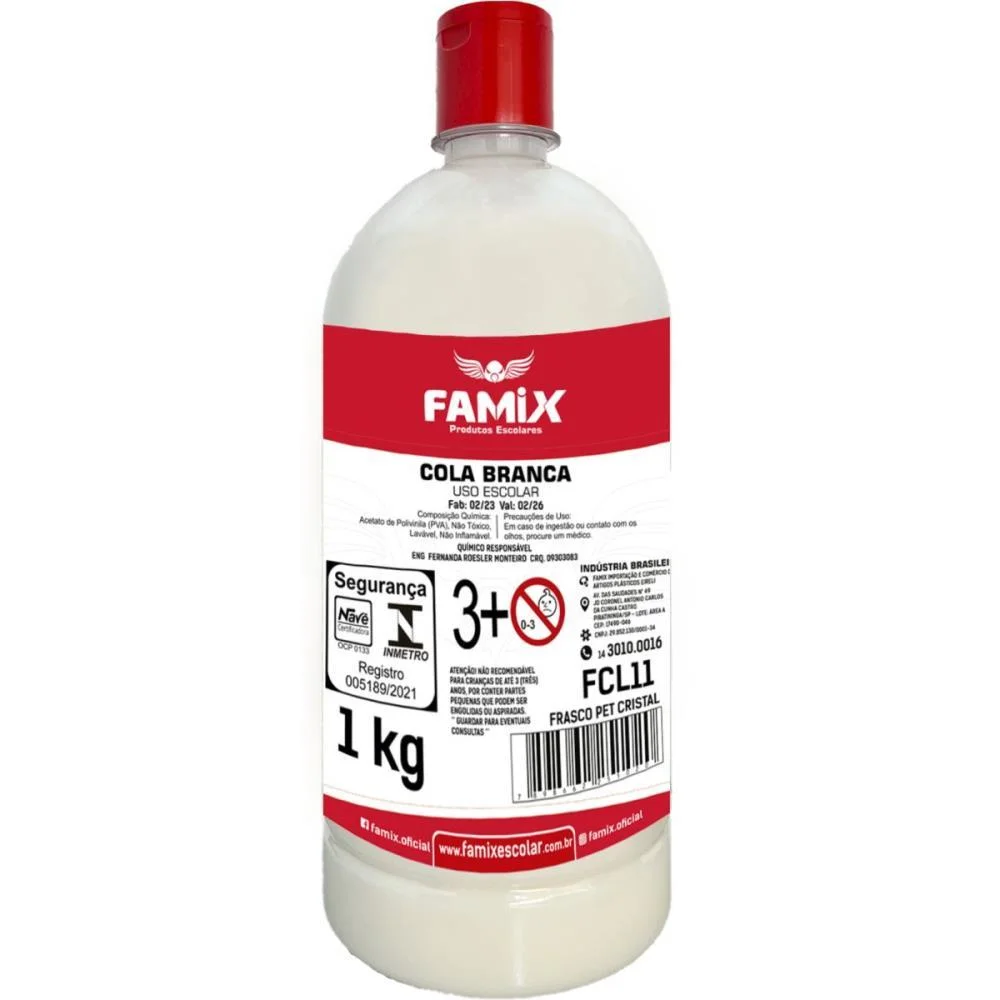 COLA ESCOLAR FAMIX BRANCA 1KG FAMIX (CX.C/12) - imagem 3