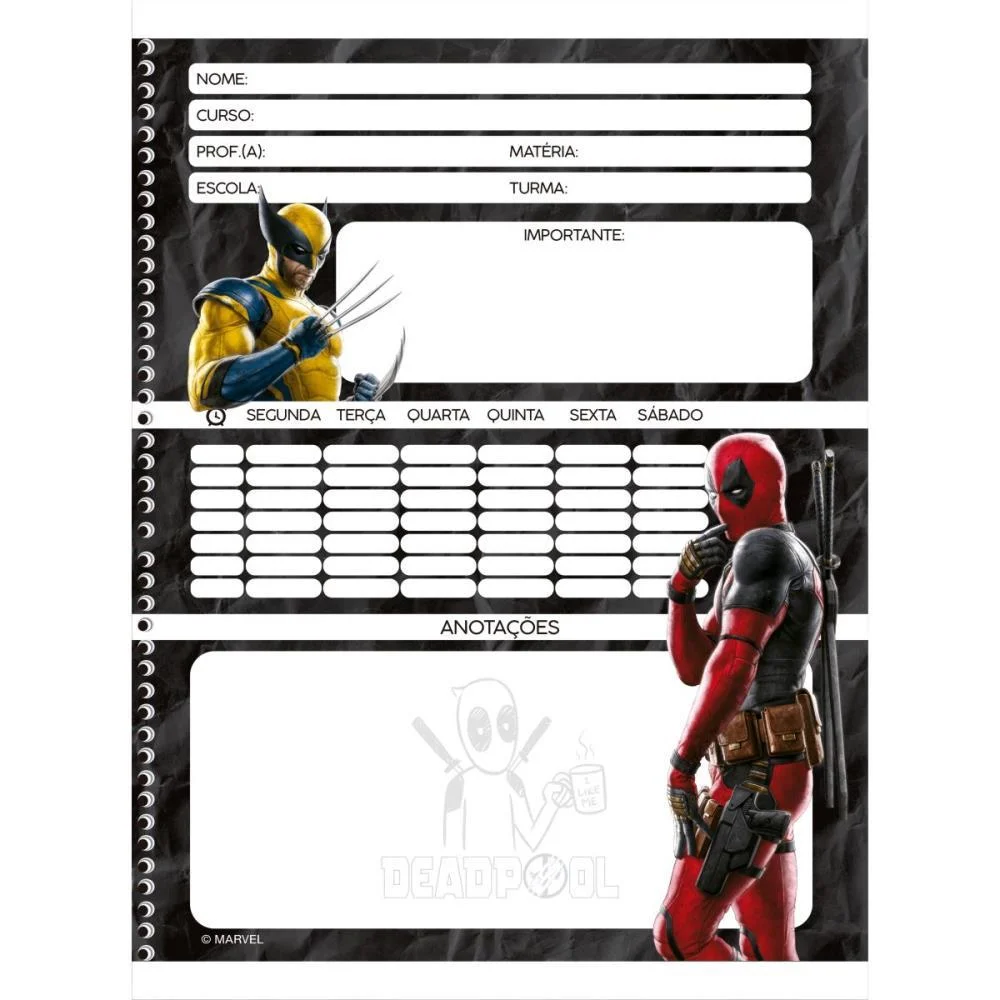 CADERNO 10X1 CAPA DURA DEADPOOL 160F ANIMATIVA (PCT.C/04) - imagem 7